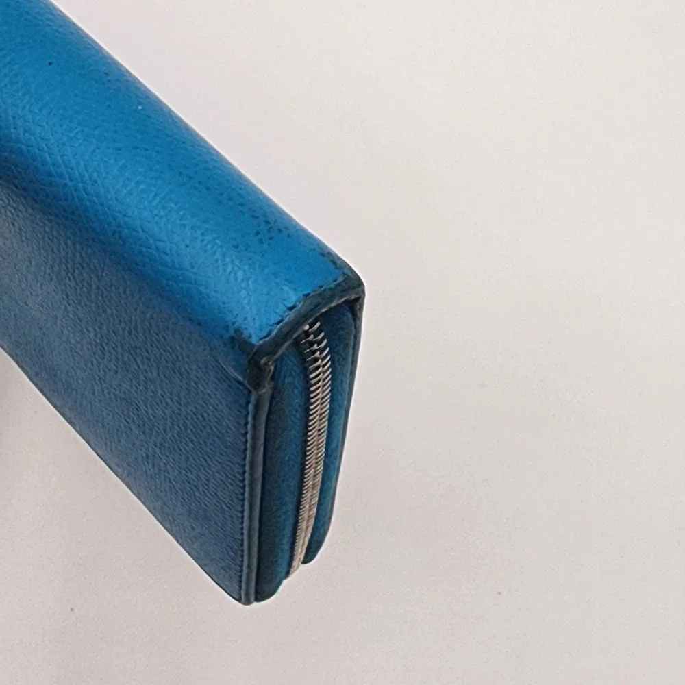 Authentic Celine Long Zippy Continental Wallet Blue Pebbled Leather Italy 2015 - Picture 12 of 16